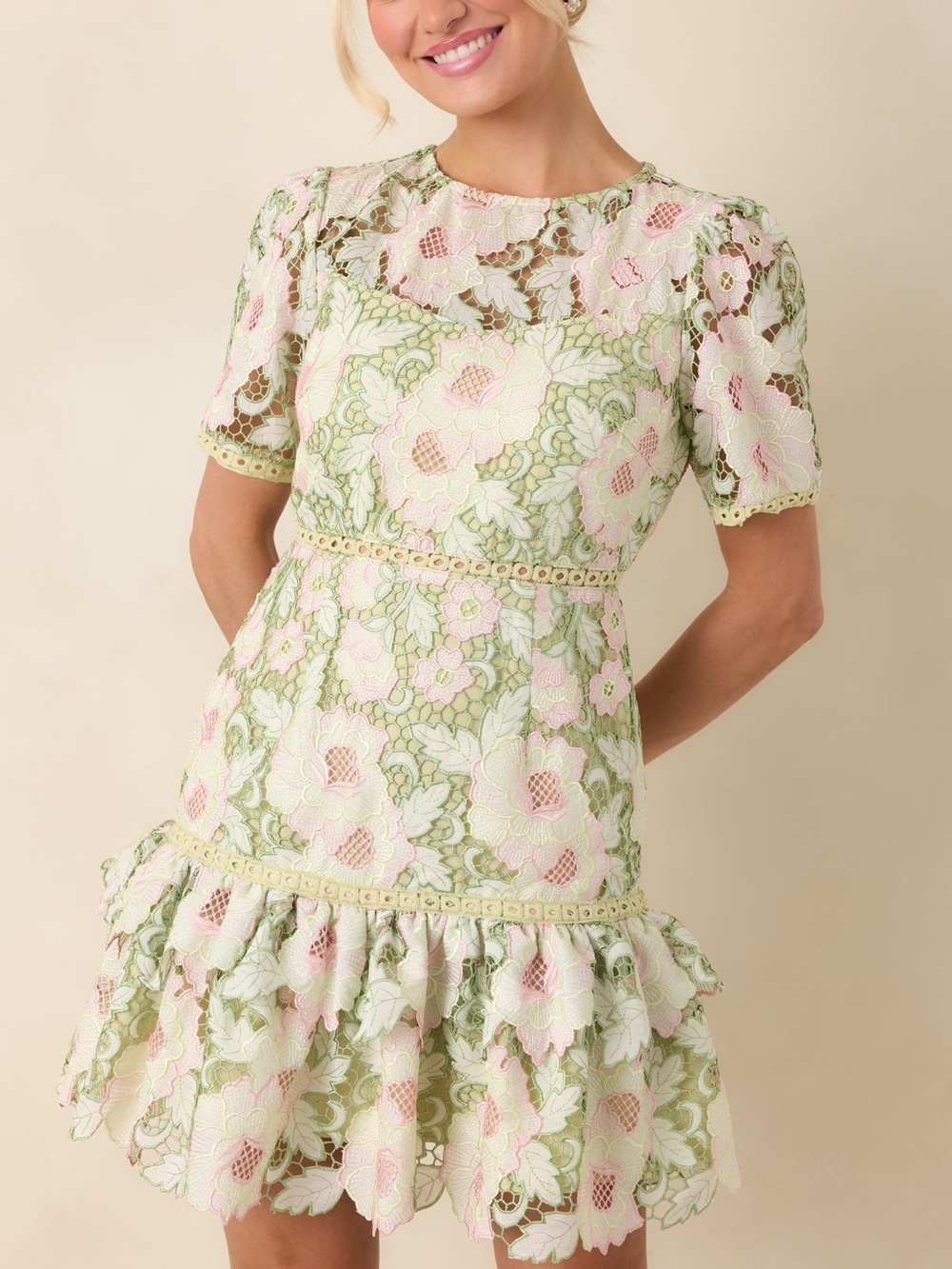 AROSE floral cut out dress